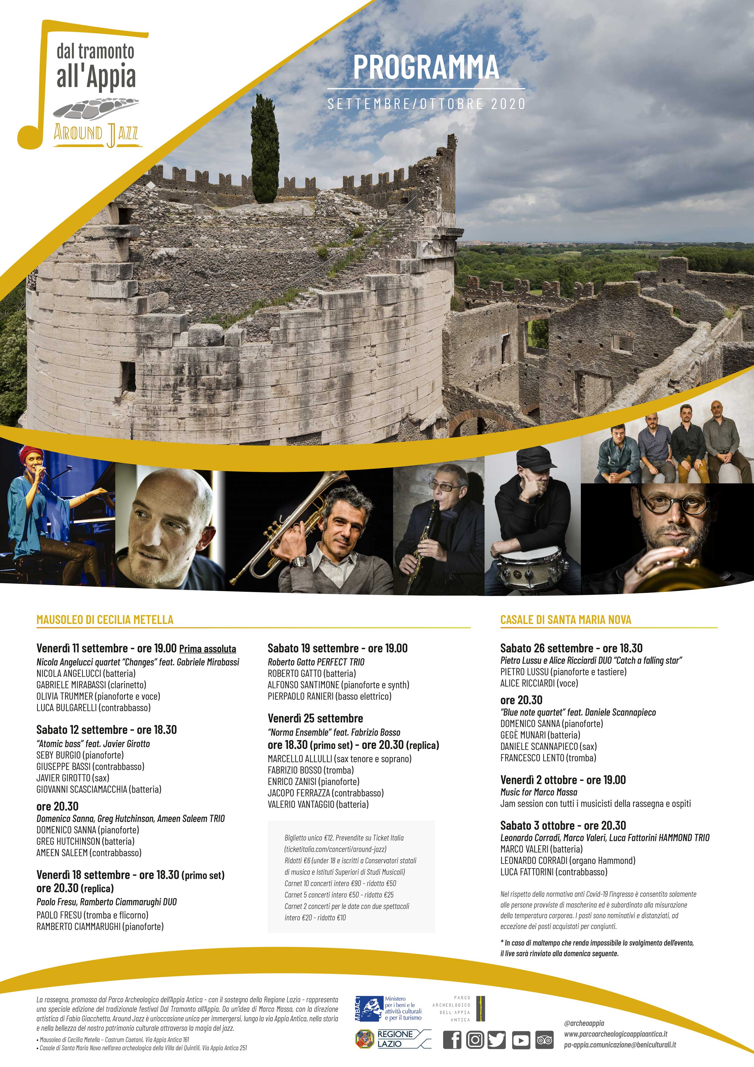 ‘Dal Tramonto all’Appia: Around Jazz’. Torna il grande Jazz nel Parco Archeologico dell’Appia Antica - Casale di Santa Maria Nova